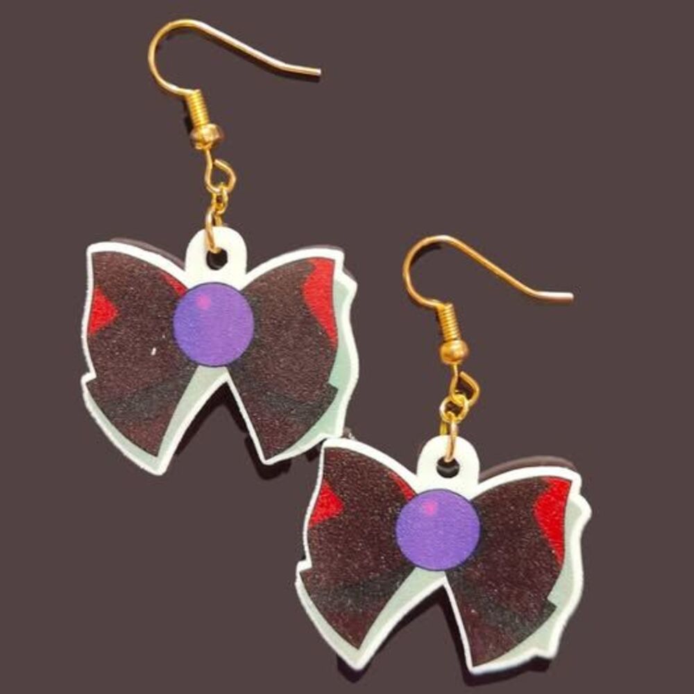 Sailor Moon Sailor Saturn Bow Earrings-Clip-ons-Silver